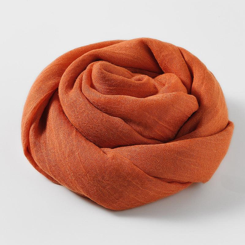 Women's Fashion Artistic Solid Color Cotton And Linen Scarf - Nioor