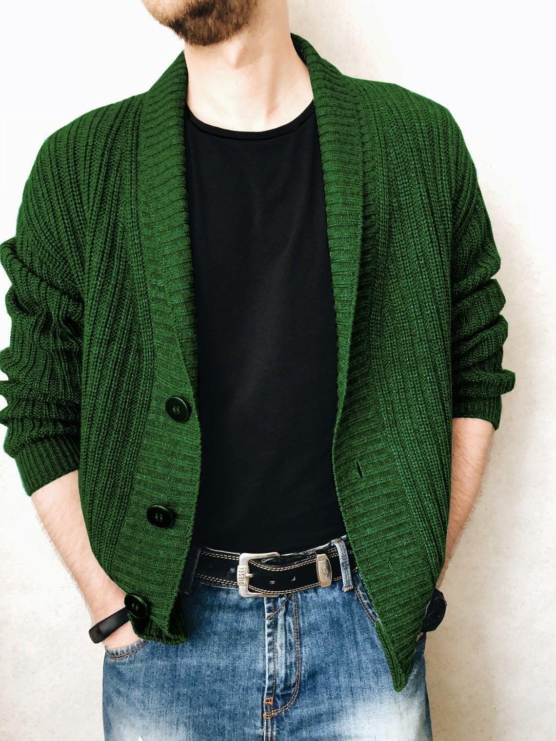 Men's Cardigan Sweater Long Sleeve Urban V-neck Men's Knitwear - Nioor