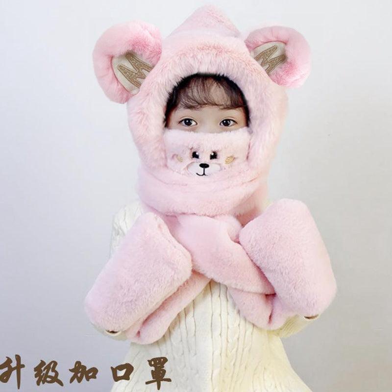 Children's Hat Scarf Gloves One-piece Hat - Nioor