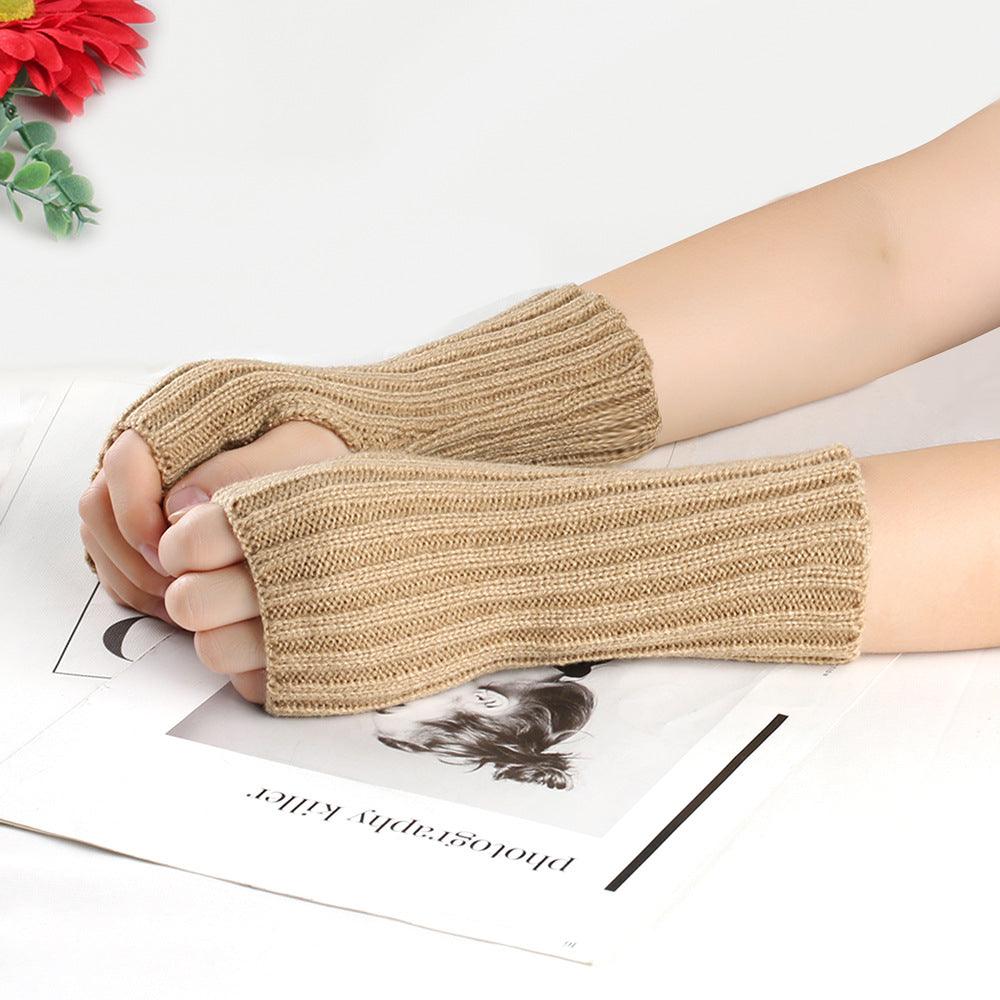 Knitting Wool Gloves Straight Arm Knitted Warm - Nioor