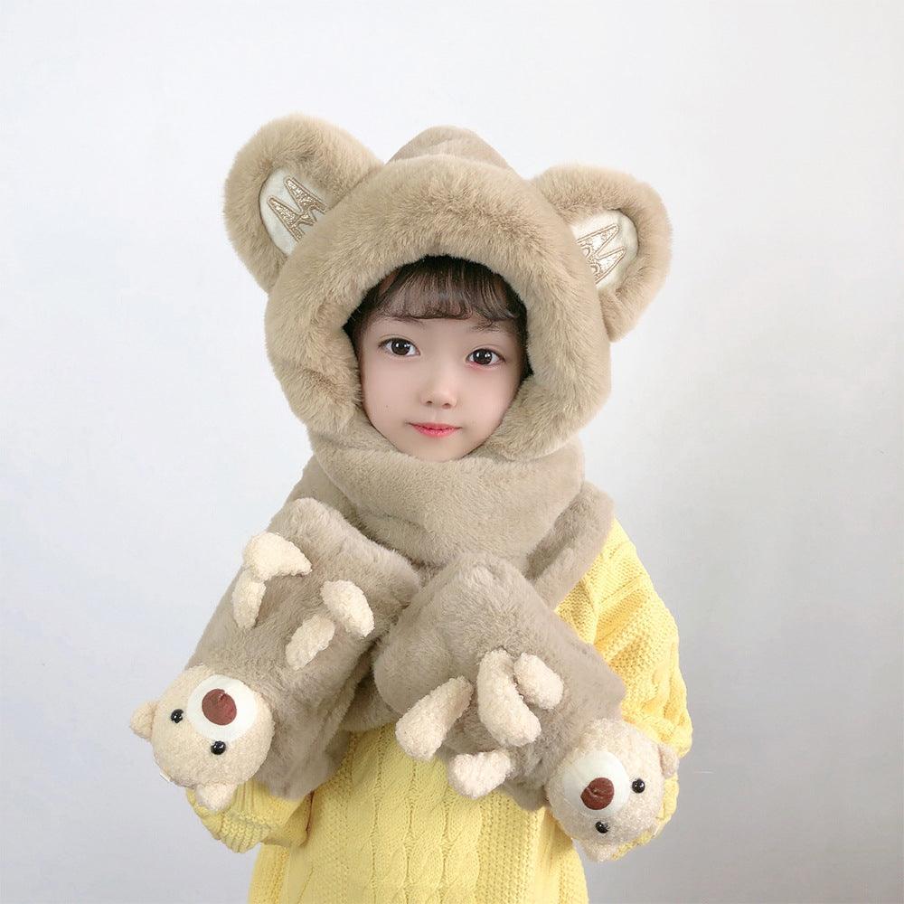 Children's Hat Scarf Gloves One-piece Hat - Nioor