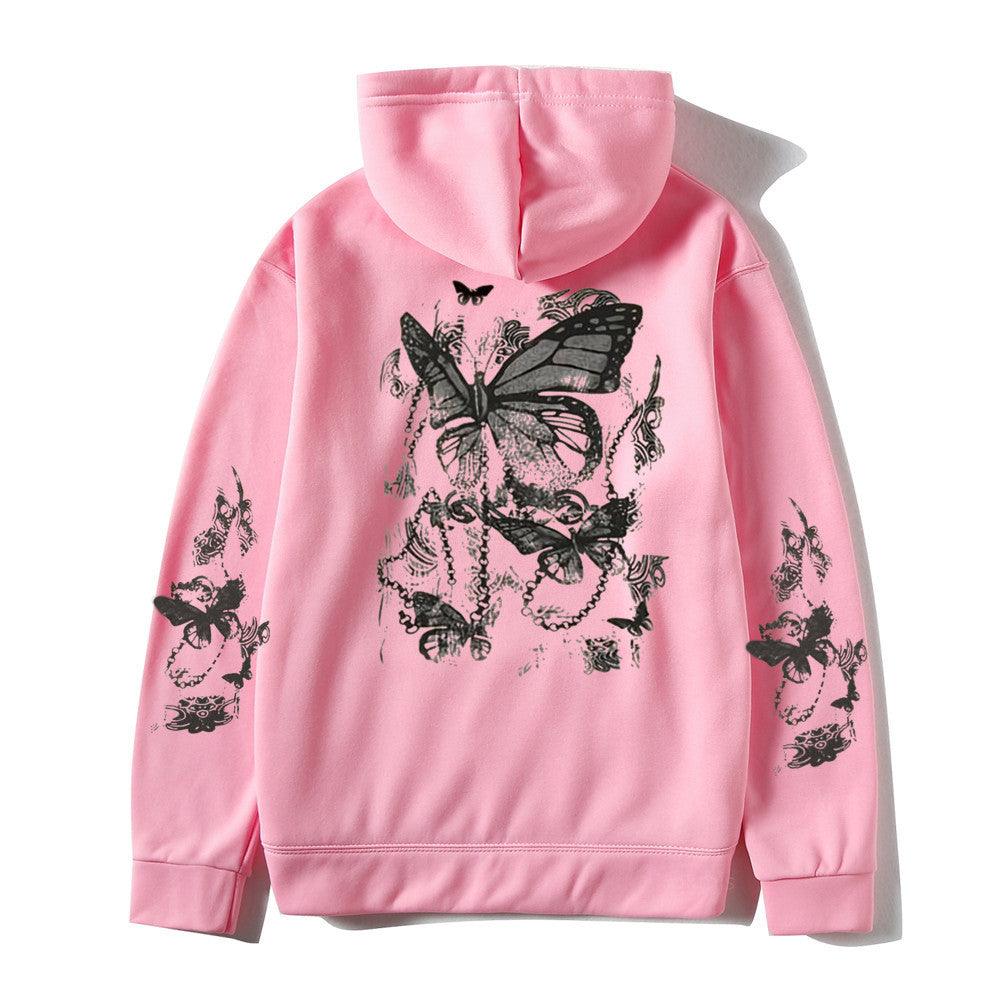 Cold Design Butterfly Hooded Sweater - Nioor