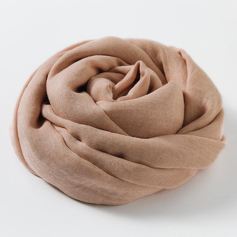 Women's Fashion Artistic Solid Color Cotton And Linen Scarf - Nioor