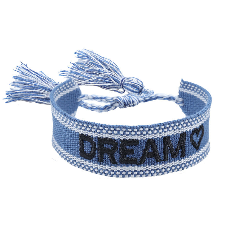 Knitted Belt Couple Bracelet Letter Embroidery Wrist