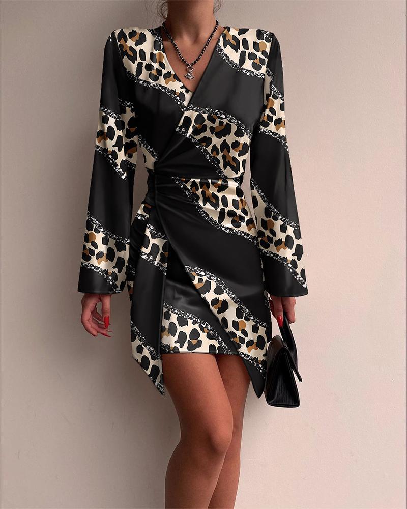 Women's Fashion Temperament Printed Long-sleeved Shirt Dress - Nioor