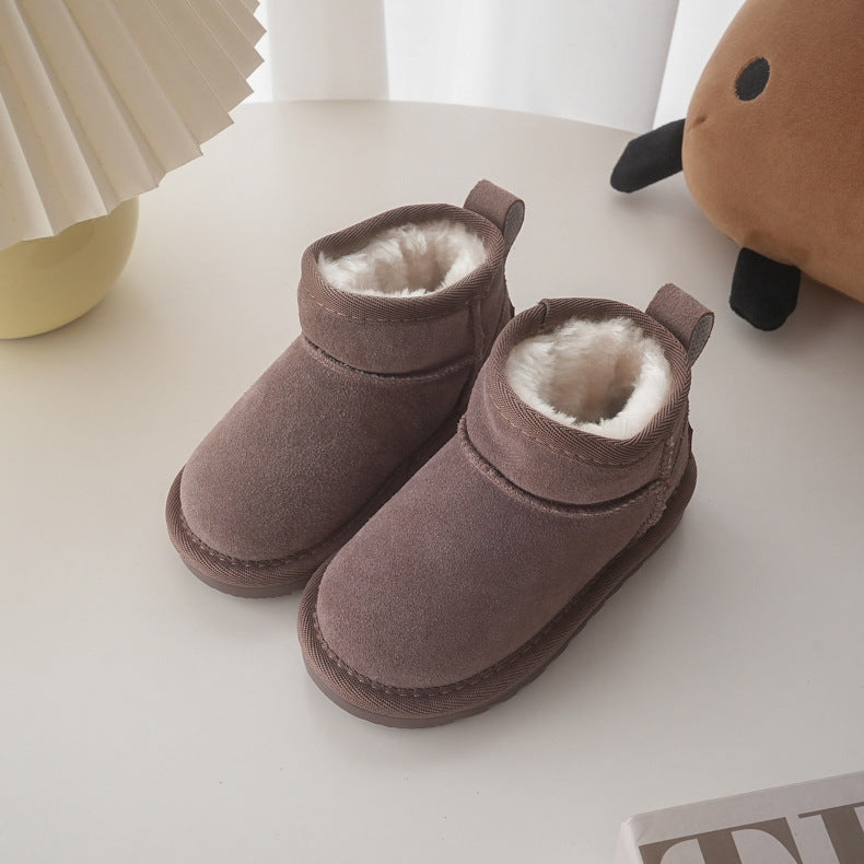 Children's Fashion Simple Solid Color High-top Snow Boots