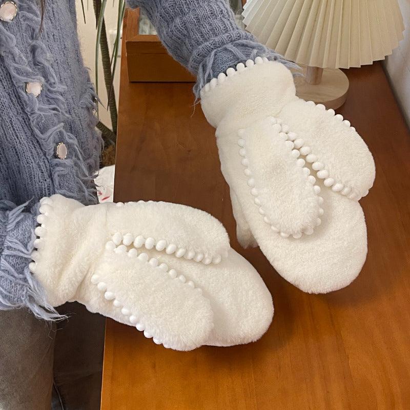 Simple Short Plush Warm Gloves For Women Winter - Nioor