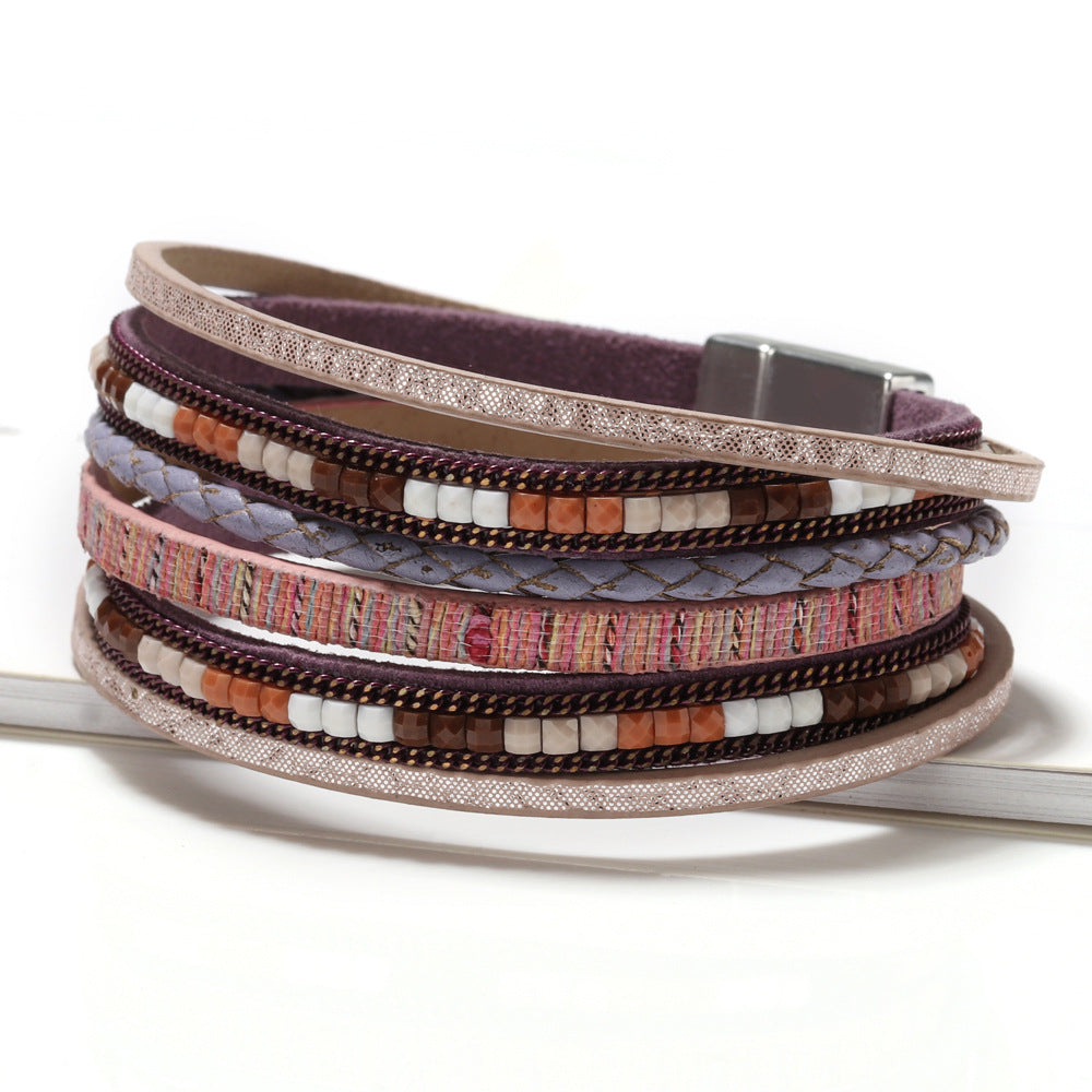 Bead Women's Leather Multi-layer Handmade Braided Bracelets