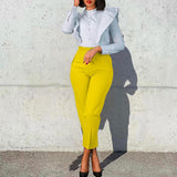 Women's Clothing Plus Size Fashion Temperament Leisure Slimming High Waist Suit Pants Solid Color African - Nioor