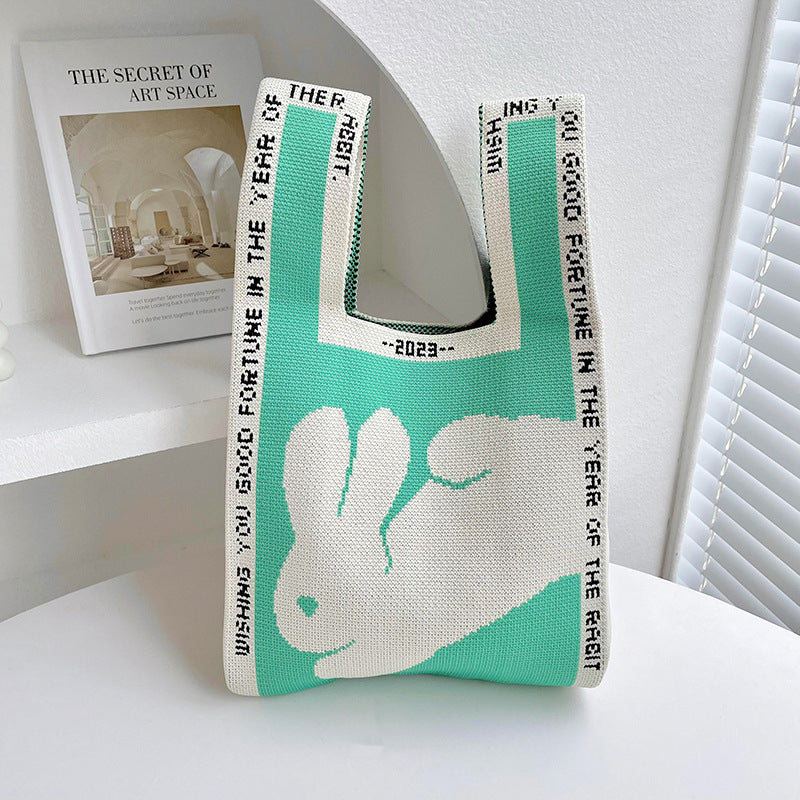 Moon Rabbit Knitted Shoulder Bag