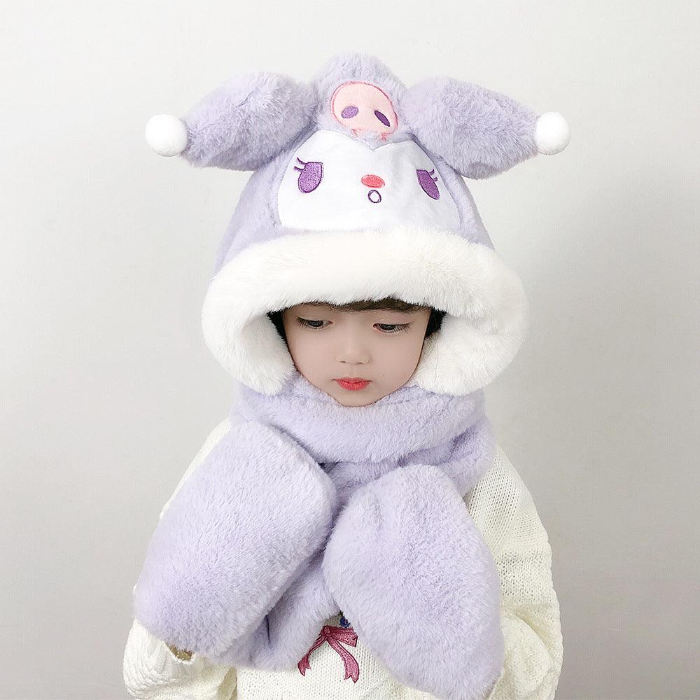 Children's Hat Scarf Gloves One-piece Hat - Nioor