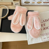 Simple Short Plush Warm Gloves For Women Winter - Nioor