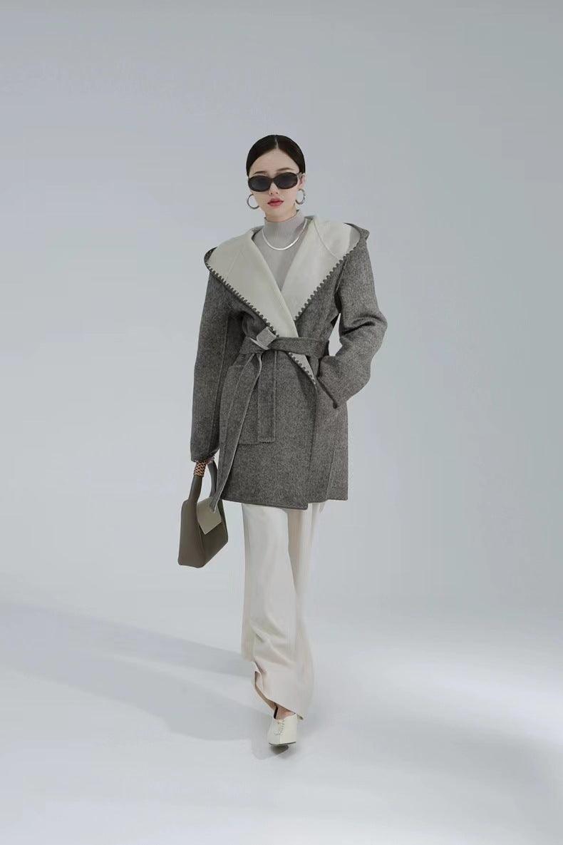 Women's Fashion Reversible Cashmere Coat - Nioor