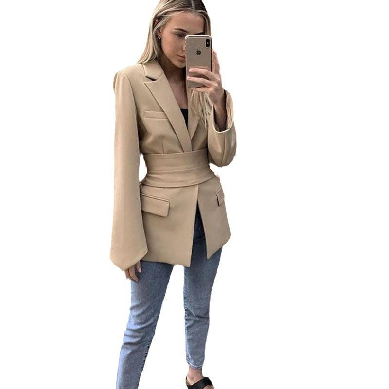 Women's Fashion Casual Solid Color Suit Coat - Nioor