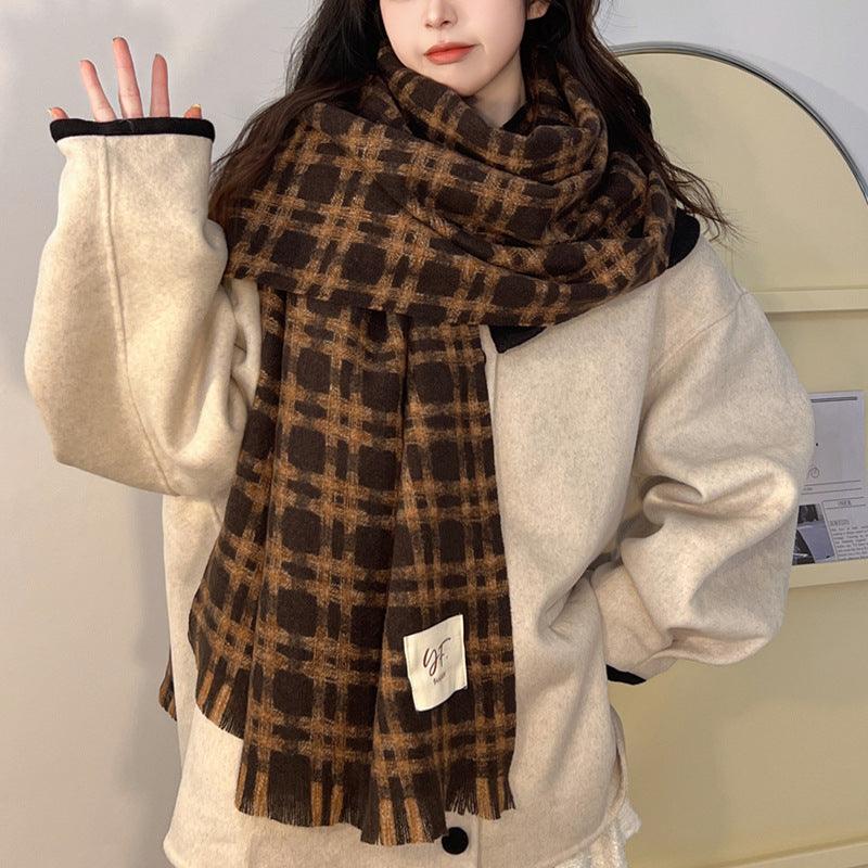 Korean Style Plaid Scarf Winter Women - Nioor