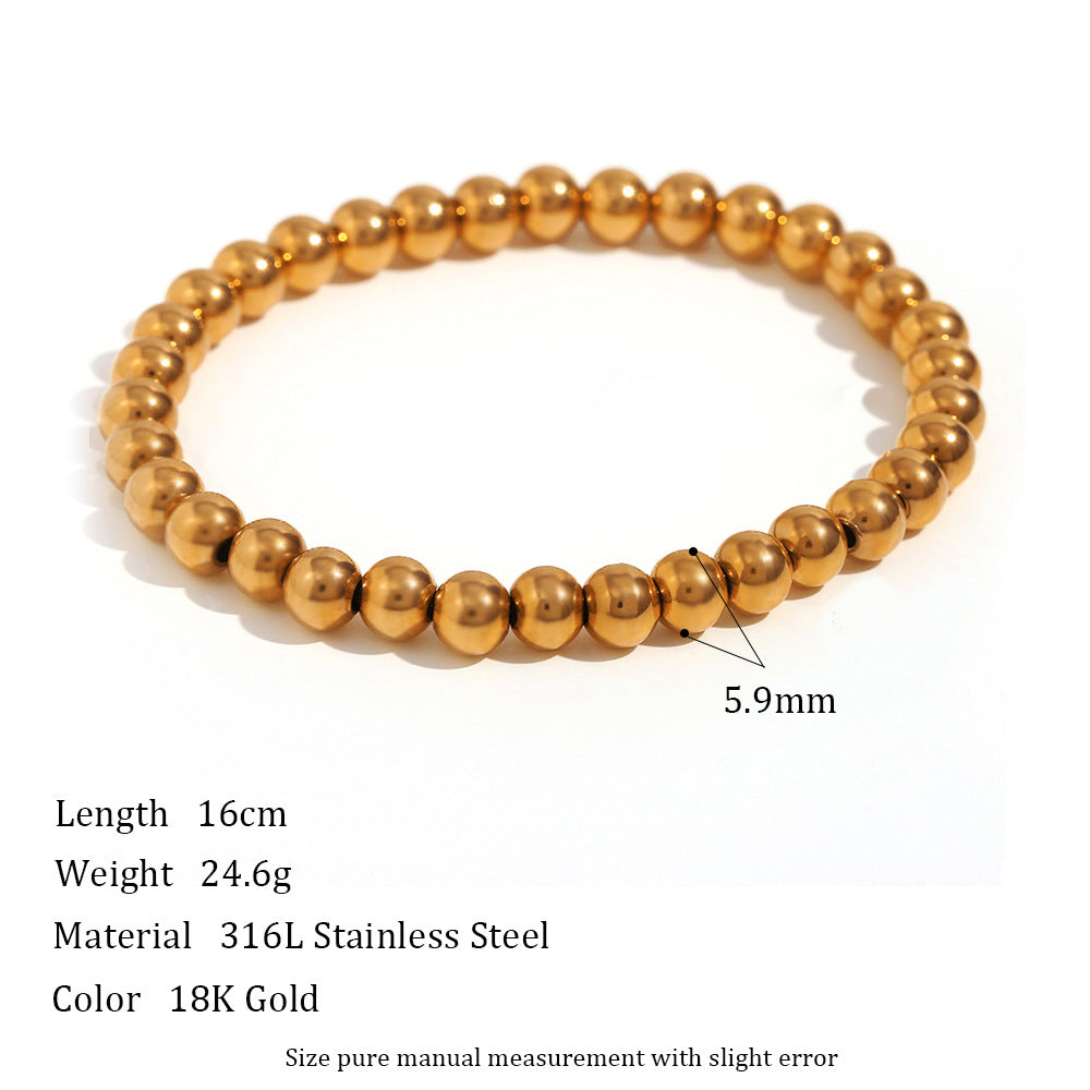 Niche Vintage Stainless Steel Plated 18K Elastic Bead Bracelet