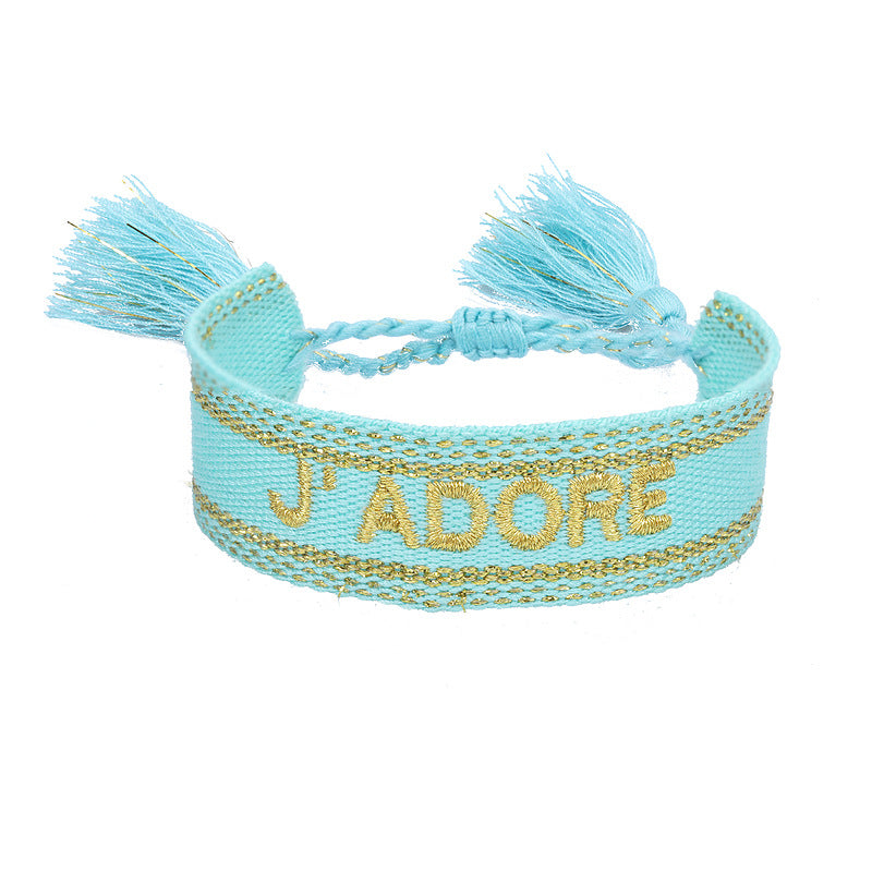 Knitted Belt Couple Bracelet Letter Embroidery Wrist