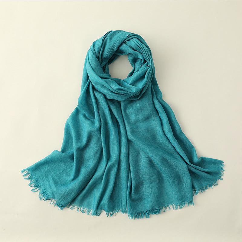 Women's Fashion Artistic Solid Color Cotton And Linen Scarf - Nioor