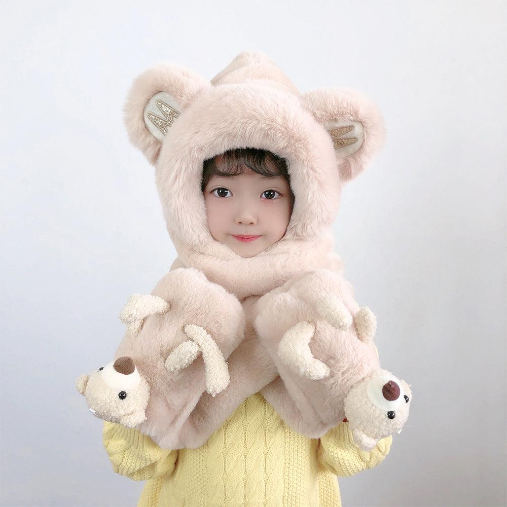 Children's Hat Scarf Gloves One-piece Hat - Nioor