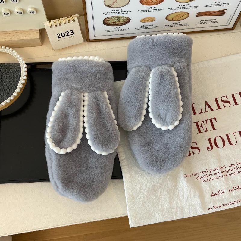 Simple Short Plush Warm Gloves For Women Winter - Nioor