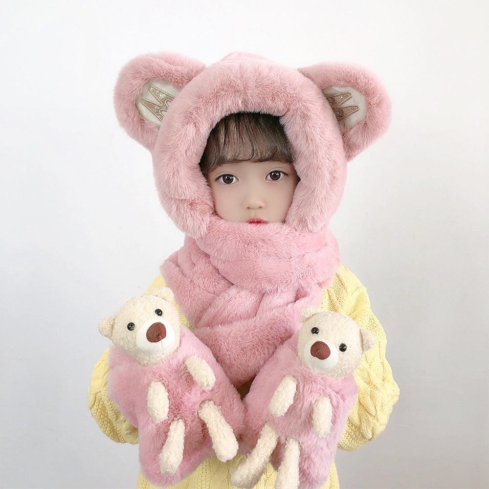 Children's Hat Scarf Gloves One-piece Hat - Nioor