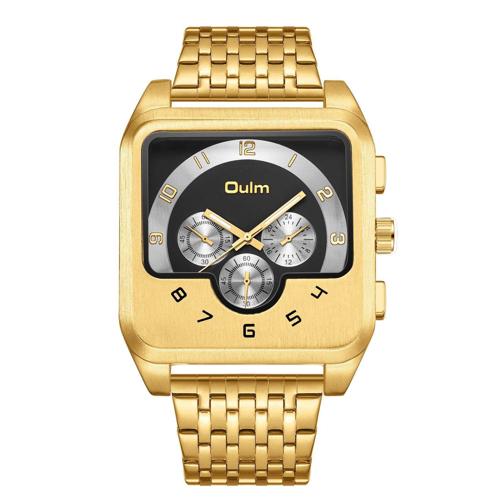 Gold Men's Watch Square Quartz - Nioor