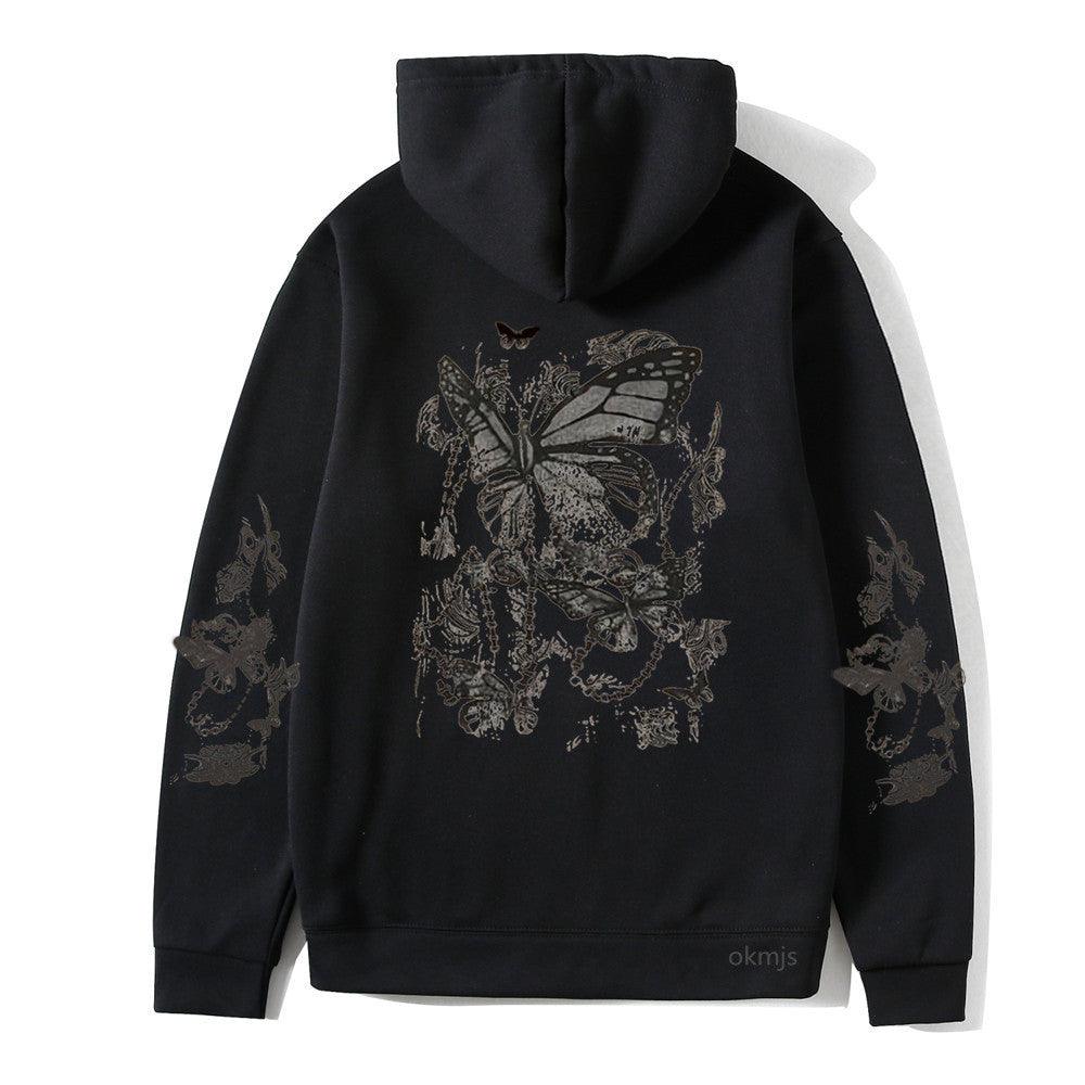 Cold Design Butterfly Hooded Sweater - Nioor