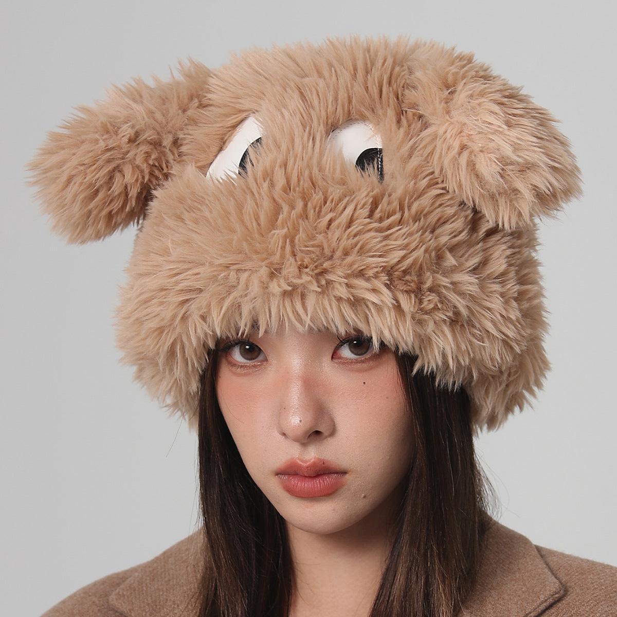 Ear Hat Cute Cartoon Eyes Warm Plush Hat - Nioor