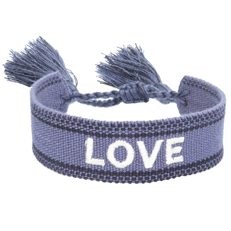 Knitted Belt Couple Bracelet Letter Embroidery Wrist