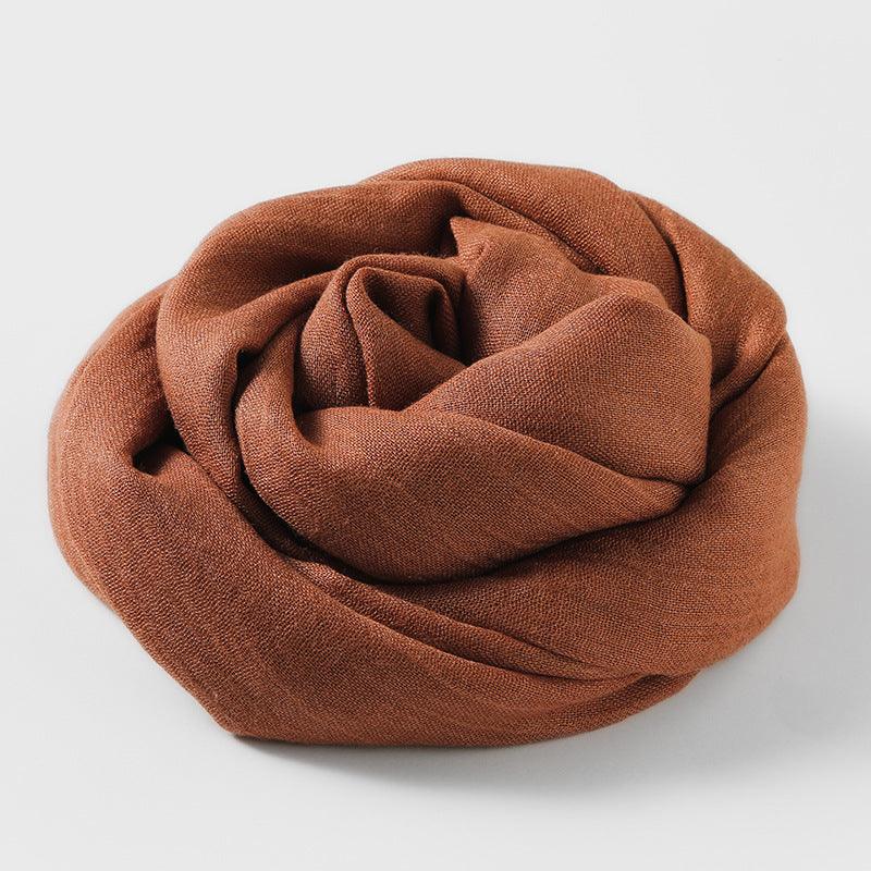 Women's Fashion Artistic Solid Color Cotton And Linen Scarf - Nioor