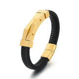 Men's Fashion Personality Stainless Steel Geometric Leather Bracelet