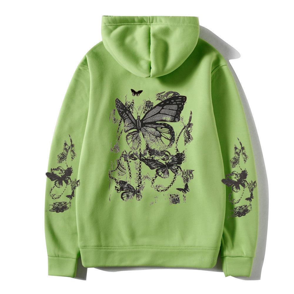 Cold Design Butterfly Hooded Sweater - Nioor