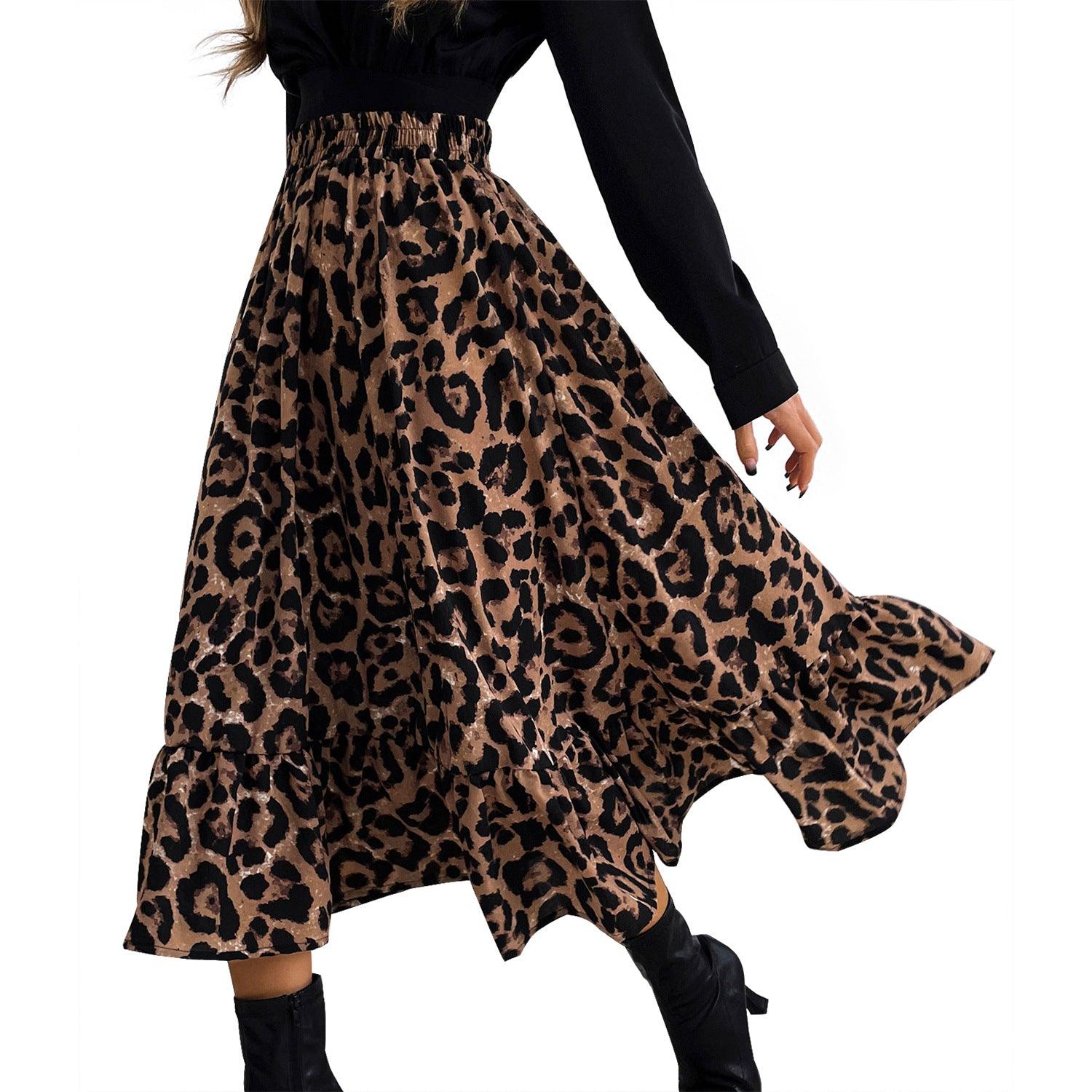 Women's Casual Leopard Print Simple Slim Skirt - Nioor