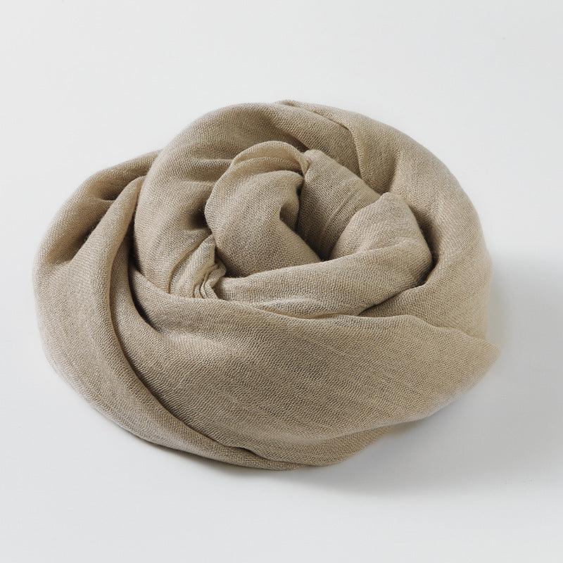 Women's Fashion Artistic Solid Color Cotton And Linen Scarf - Nioor