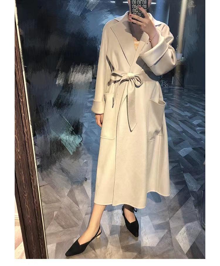 Women's Fashion Double-sided Cashmere Water Ripple Coat - Nioor