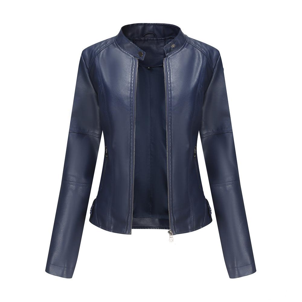 Thin Large Size Leather Clothing With Stand Collar Slim-fit Jacket - Nioor