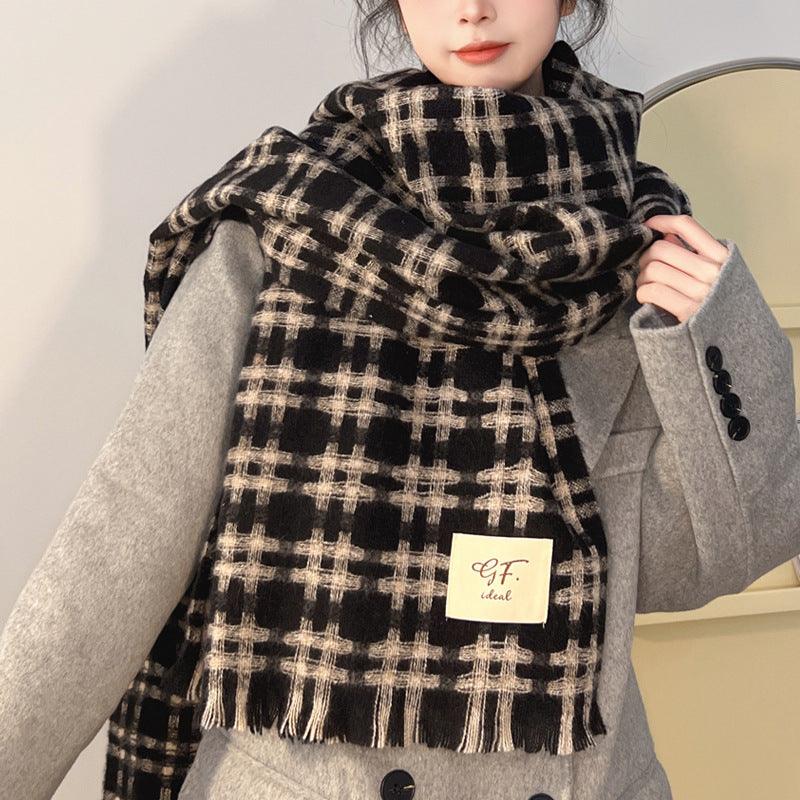 Korean Style Plaid Scarf Winter Women - Nioor