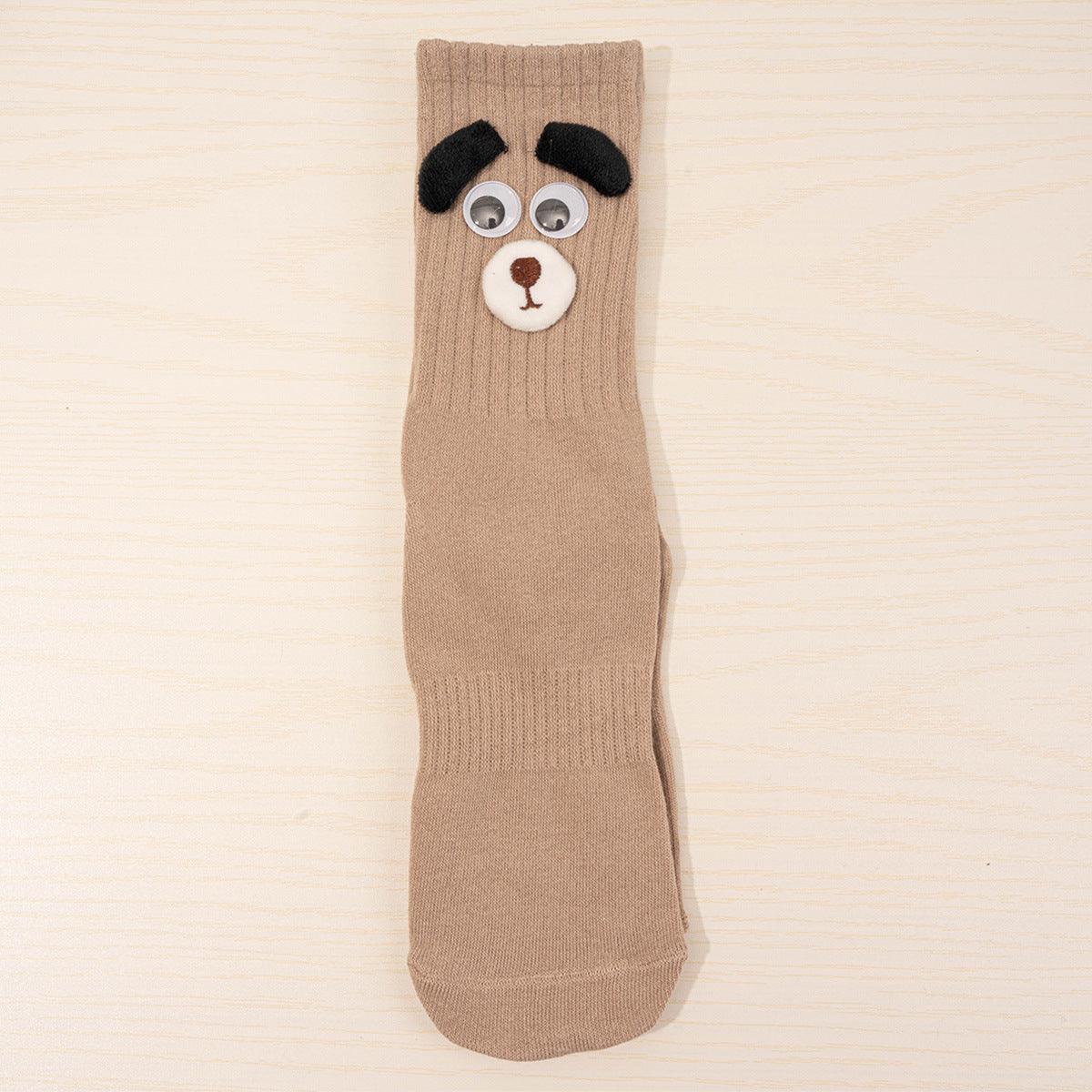 Women's Long Thin Cotton Funny Puppy Ears Tube Socks - Nioor