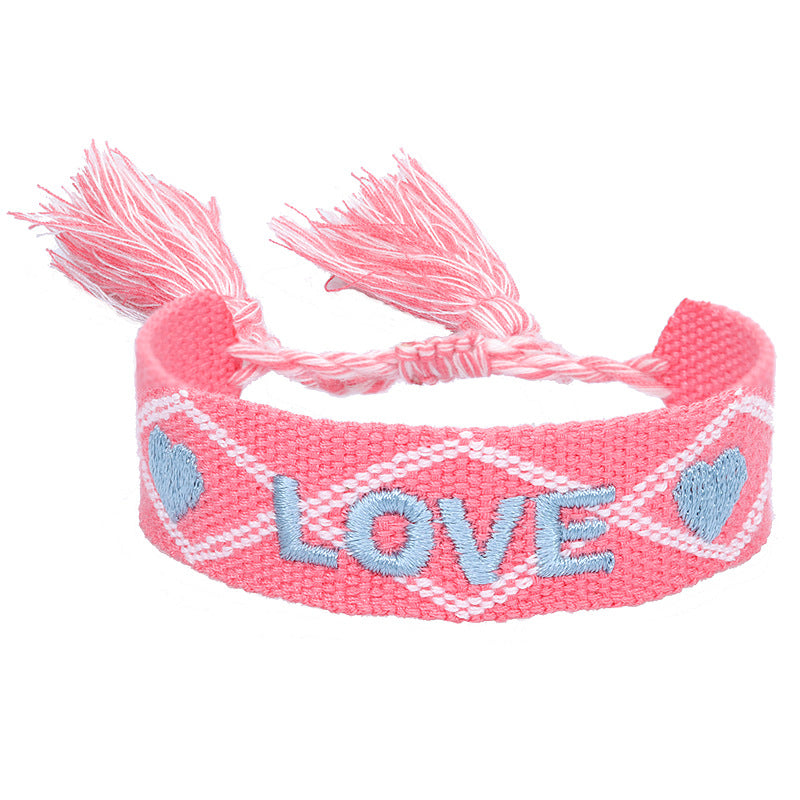 Knitted Belt Couple Bracelet Letter Embroidery Wrist