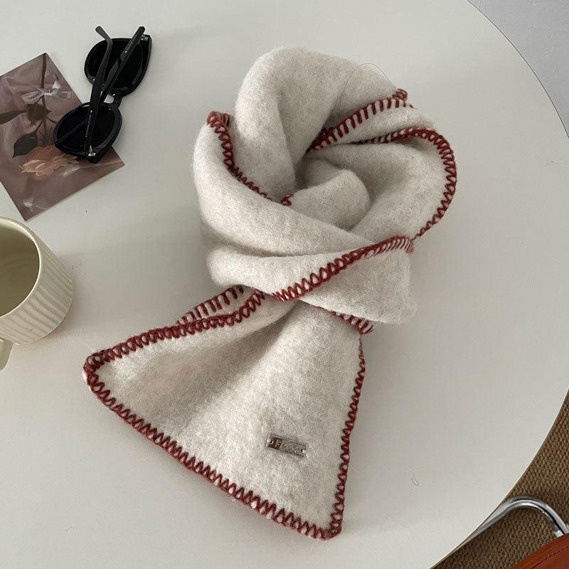 Winter Contrast Color Keep Warm Pure Color Scarf - Nioor