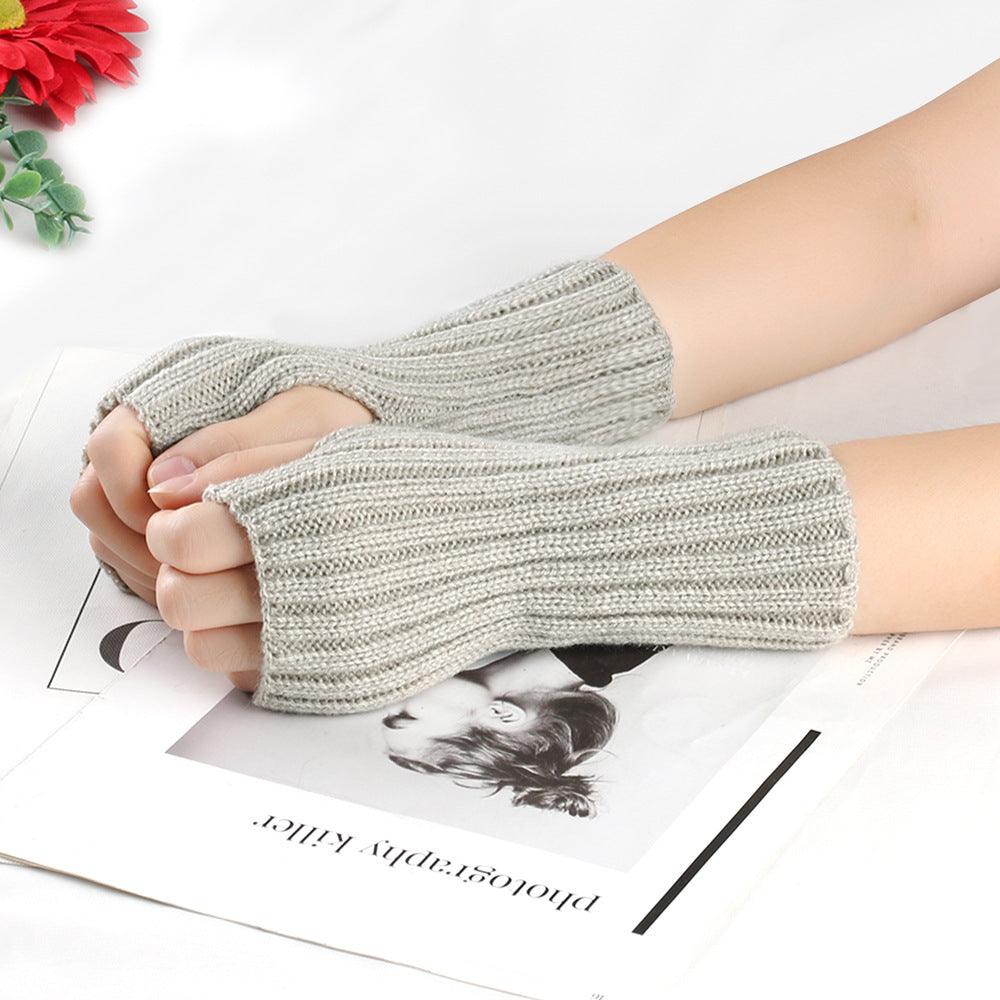 Knitting Wool Gloves Straight Arm Knitted Warm - Nioor