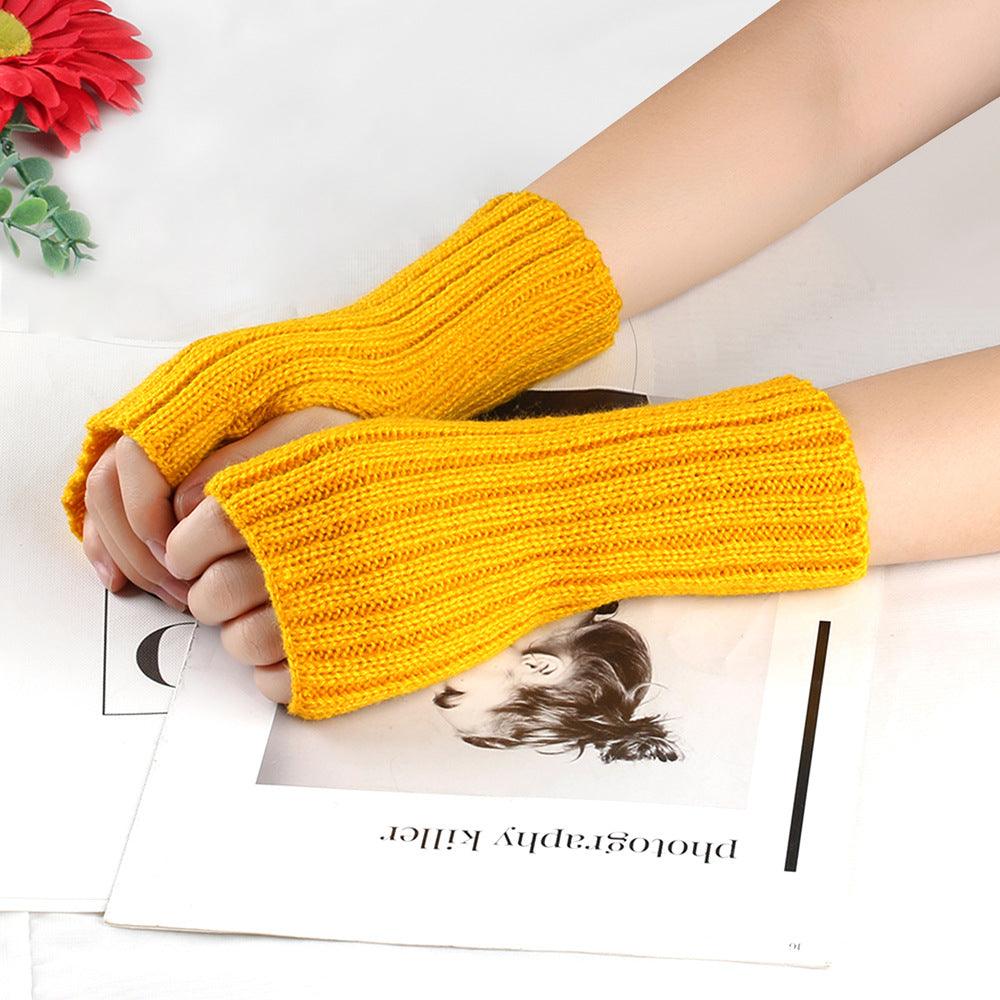 Knitting Wool Gloves Straight Arm Knitted Warm - Nioor