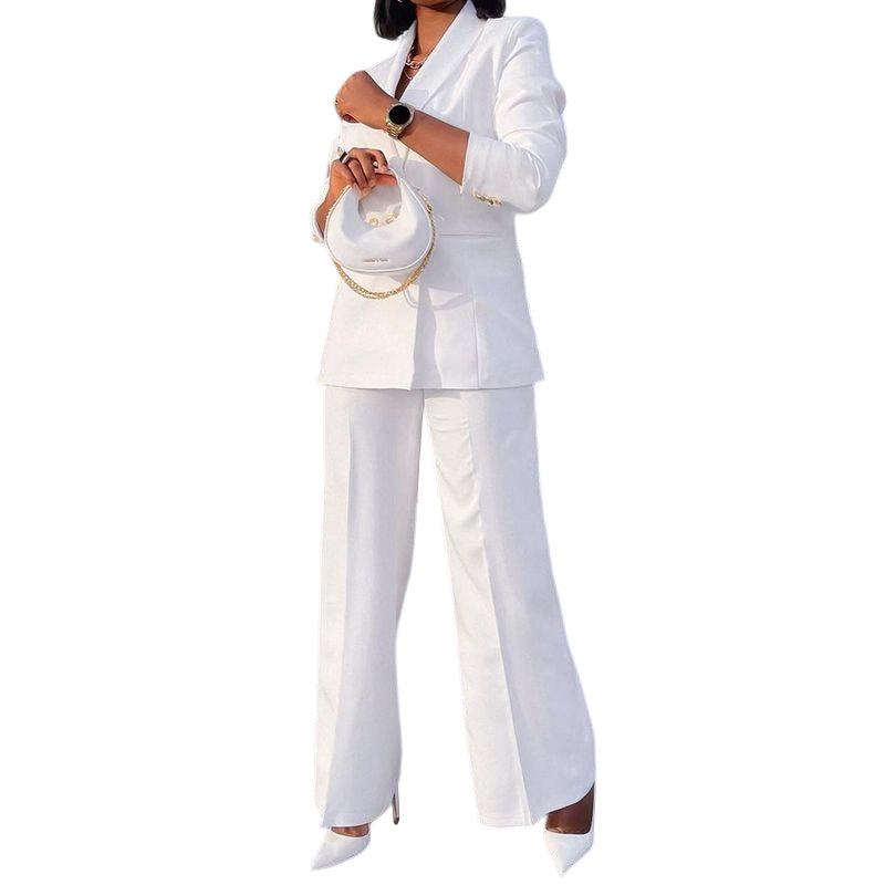 Lady Temperament Casual Small Suit Wide Leg Pants Suit - Nioor