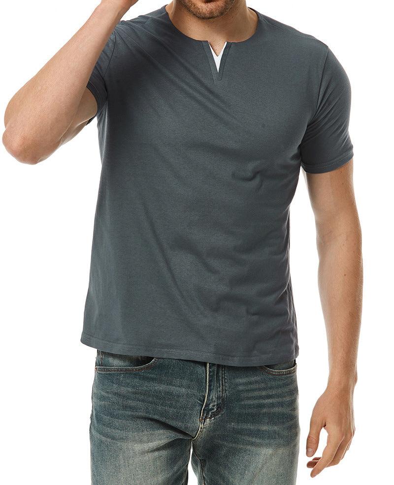 Men's V-neck Fashion Short Sleeve Cotton - Nioor