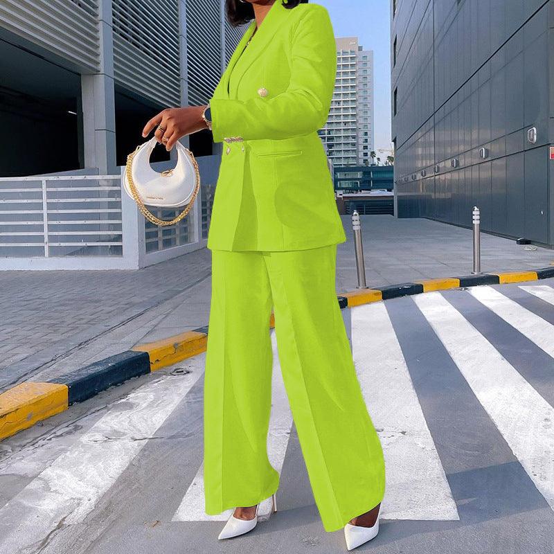 Lady Temperament Casual Small Suit Wide Leg Pants Suit - Nioor