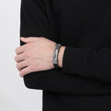 Men's Fashion Personality Stainless Steel Geometric Leather Bracelet