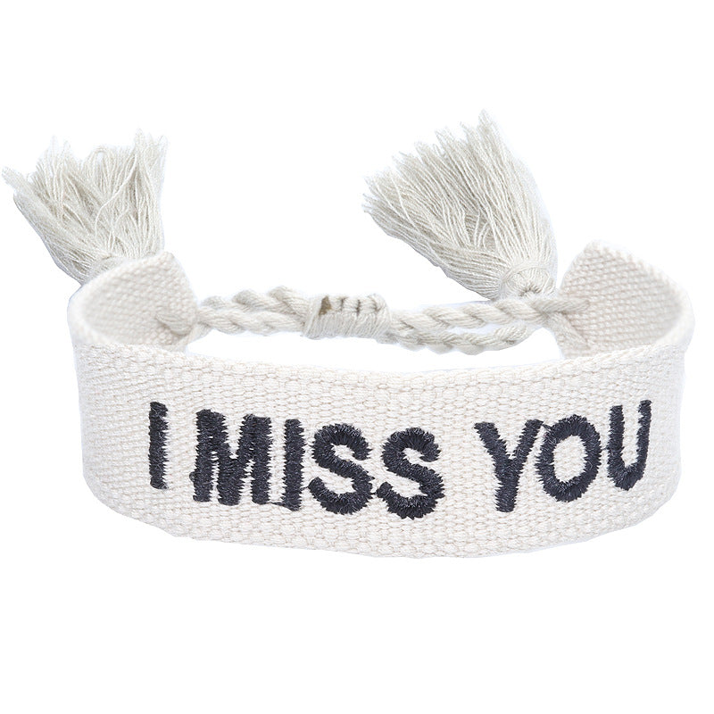 Knitted Belt Couple Bracelet Letter Embroidery Wrist