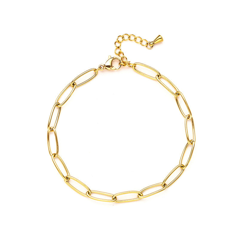 Oval Chain Gold Stainless Steel Bracelet