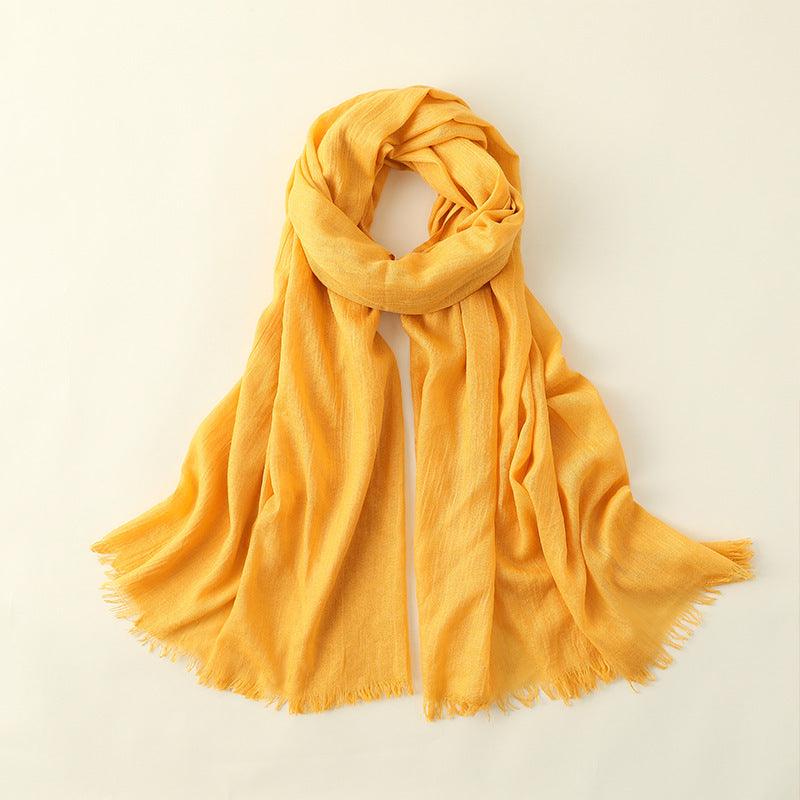 Women's Fashion Artistic Solid Color Cotton And Linen Scarf - Nioor