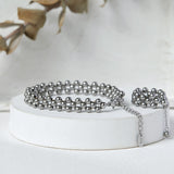 French Retro Three Rows Round Beads Multi-layer Bracelet Women